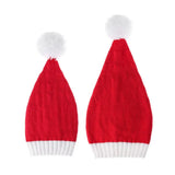 Daiiibabyyy  Merry Christmas Hat Christmas Knitted Hat Stripe Warm Santa Beanie Hat Plush Ball Crochet Parent Child Hat Happy New Year