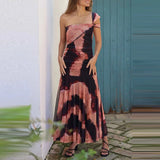 Daiiibabyyy  Women Fashion Draped Long Party Dresses Sexy Strapless Pattern Print Summer Dress Elegant Sleeveless Hight Waist Slim Fit Gowns