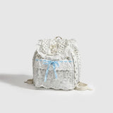 Daiiibabyyy  Student's Schoolbag Korean Version Kawaii Fashion Bag Lace Bow Backpack Cloth Bag Sweet Style Teenage Girls Backpack College Bag