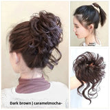 Daiiibabyyy  Lazy Style Long Beard Chicken Tail Hair Band Fake Hair Bun Flower Bud Head Simulation Hair Accessories Chinese Origin