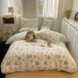 DAIIIBABYYY  -  Instagram Cartoon Cute Pure Cotton Four Piece Set, All Cotton Bed, Nantong Home Textile Quilt Cover, Student Three Piece Set,