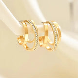 Daiiibabyyy  Simple Fashion C Shape Zircon Earrings for Women Three-Layer Circle Earring Everyday&Formal Party Jewelry Gifts