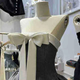 DAIIIBABYYY  -  Elegant Bow Mini Dress Women Party Prom Sexy Strapless Dresses Summer Korean Fashion Ruffles Patchwork Bodycon Vestidos