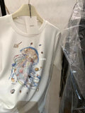 DAIIIBABYYY  -  Casual Style Hand Sewn Shell T-shirt Women's Summer Loose O-neck Short-sleeved T-shirt Fashion Female Clothes