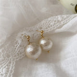 Daiiibabyyy  Vintage Baroque Big Round Imitation Pearl Stud Earrings for Women Elegant Statement Earring Wedding Jewelry Casual Daily