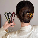 DAIIIBABYYY  -  U-Shaped Hair Fork Fashion Tortoiseshell Acetate Acrylic Hairpin Geometric Design Headwear Hair Sticks Women Girls