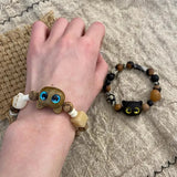 Daiiibabyyy Cute Natural Stone Black Cat Bracelet for Women Men Fashion Cartoon Animal Beaded Bracelets Handmade Fashion Girl Jewelry Gifts