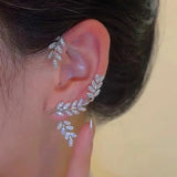 Daiiibabyyy  Fashion Shiny Zircon Pearl Ear Clip Ear Cuff for Women Silver Color Metal No Piercing Fake Cartilage Earrings Wedding Jewelry