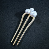 Daiiibabyyy  Metal Pearl Hairpins Metal U-Shaped Hair Clip Pins Vintage Long Thick French Pins Hair Sticks For Women Gifts