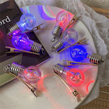 Daiiibabyyy  New Funny Light Bulb Hairpin Female Luminous Duckbill Hair Clip Dancing Party Led Headwear Glowing Light Bulb Hair Accessories