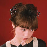 Daiiibabyyy  1pcCoffee colored star shaped clip, sweet and girlish heart, high ponytail hair clip, back of the head hair clip, hair accessory