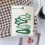 Daiiibabyyy  Retro Morandi Plaid BB Hair Clips Korean Style Early Autumn Daily Side Bang Clip Nape Baby HairClips for Women and Girls 1 Set