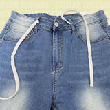 Daiiibabyyy  Fashion - Forward Light Blue Drawstring Wide - Leg Jeans: Attention - Grabbing, Perfect for Casual & Trendy Looks