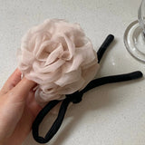 Daiiibabyyy  1PC Influencer Same Style Elegant Chiffon Flower Hair Tie For Women Sweet Large Flower Ponytail Holder Hair Accessories