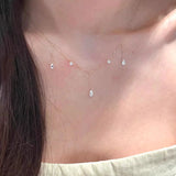 Daiiibabyyy  French Minimalist Zircon Crystal Tassel Clavicle Chain Bracelet Ring For Women Birthday Party Wedding Jewelry Gifts