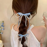 Daiiibabyyy  Women's Hair Clips Korean Version Kawaii Hair Tie Hair Accessories Set Pearl Bow Hair Clip Girl Half Tie Hair Clip Sweet Style