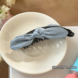 Daiiibabyyy  Korean Style Fabric Bow Banana Clip for Women Volumizing Ponytail Holder for Thick Hair Puffy Cloth Hair Claw for High Ponytail
