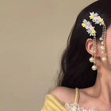 Daiiibabyyy  1PC Spring And Summer Sweet Flower Pearl Tassel Hair Clip Female New Fashion Exquisite Hundred Hundred Hundred Hair Accessories