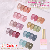 Daiiibabyyy 24 Colors Jelly Transparent Gel Nail Polish Nude Pink Skin Color UV Soak Off Gel Varnish Jade Nail Art Gel Lacquer 15ml