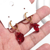 Daiiibabyyy  Unique Acrylic Red Beating Heart Drop Earrings for Women Personality Golden Circle Dangle Earring Halloween Party Holiday Gifts