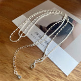 Daiiibabyyy New S925 Sterling Silver Double Layer Choker Rice Ball Chain Type Necklace Simple Women's Wedding Gift Boutique Fine Accessory