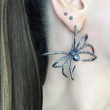 Daiiibabyyy  Gothic Metal Spider Pendant Earrings for Women Exaggerated Gold Color Big Spider Personality Earrings Party Jewelry Gifts