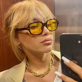 DAIIIBABYYY  -  Vintage Square Sunglasses Woman Fashion Retro Sun Glasses Female Yellow Mirror Eyewear Brand Designer Gradient Oculos De Sol