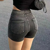 Daiiibabyyy  Elastic Waist Sports Short Jean Pants Woman Harajuku Fashion Cheap Aesthetic Elasticty To Wear Denim Shorts for Women
