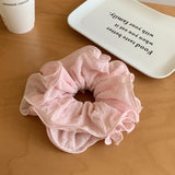 Daiiibabyyy  Summer new large pleated hair tie cream colored checkered multi layered hair tie coiled hair ponytail hair flower