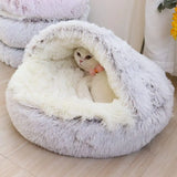 DAIIIBABYYY  -  Soft Plush Pet Bed with Cover Round Cat Bed Pet Mattress Warm Cat Dog 2 in 1 Sleeping Nest Cave for Small Dogs