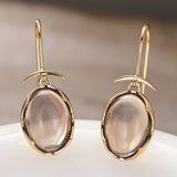 Daiiibabyyy  Huitan Women Drop Earrings Oval Shaped Luxury Gold Color Wedding Party Gentle Accessories Versatile Fashion Daily Lady Jewelry