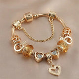 DAIIIBABYYY  -  Korean Delicate Small Crown Heart Cubic Zirconia Tandem Bracelet Women's Elegant Charm Jewelry Accessories Birthday Party Gifts