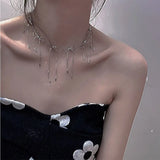 Daiiibabyyy Niche Design Titanium Steel Tassel Bow Knot Simple Women Y2k Necklace Korean Style Necklace Girl Choker Fashion Jewelry
