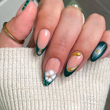 Daiiibabyyy  24pcs Nude Pink Press on Nails Reusable Glitter Rhinestone Design Full Cover Nail Tips Short Almond Fake Nail French False Nail