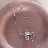 Daiiibabyyy  Old Wind Imitation Sea Blue Treasure White Crystal Freshwater Pearl Glass Pendant Women's Banquet Jewelry Sea Necklace