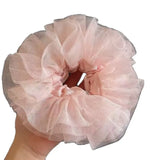 Every day brings warmth every year brings peace Korean style pink multi-layer mesh sweet ballet style fairy like lazy bun head