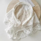 Daiiibabyyy  Lace Flower Elegant Lace Women Flower White Pink Sweet Triangle Scarf Thin Breathable Ribbon Artistic Style Travel Photo Decora