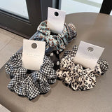 DAIIIBABYYY  -  Korean Fashion Leopard Plaid Scrunchies Simple Elegant Black White Dots Hair Ties Ropes Women Rubber Band Preppy Chic Headwear