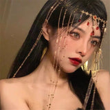 DAIIIBABYYY  -  Exotic Tassel Headwear Super Fairy Rhinestone Eyebrows Drop Headband Headband New Bridal Wedding Hair Accessories Lolita Female