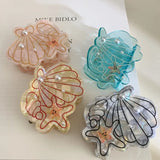 Daiiibabyyy  New Ocean Series Pearl Shell Hairpin Grab Clip Personalized Creative Shark Clip Back Head Disc Hair Grab Hair Accessories