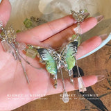 Daiiibabyyy  Fairy green crystal butterfly necklace female choker necklace clavicle chain