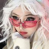 Daiiibabyyy  New Fashion Korean Y2K Sunglasses for Women Men Square Frameless Sun UV Protection Outdoor Sports Outfits Glasses Decoration