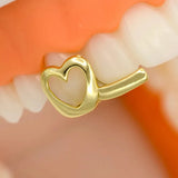 Daiiibabyyy  1Pcs Hip-Hop Hollowed-Out Heart-Shaped Horizontal Line Double-Set Braces a Cool And Shiny Gold Tooth Accessory For Daily Outings