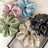 DAIIIBABYYY  -  Elegant Shiny Bright Silk Scrunchies Pink White Oversized Hair Ties Rope Lazy Low Ponytail Holder Women Student Girls Hair Bands