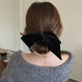 Daiiibabyyy New Vintage Velvet Bow Scrunchie Rabbit Knot Hair Rope Ribbon Elastic Ponytail Holder Hair Tie Solid Hair Accessories Winter