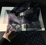 Daiiibabyyy  Women Pure Linen Polka Dot Scarf Breathable Spring Summer Elegant Tassel Long Neck Scarf Thin Neck Scarf for Women 2pcs/lot