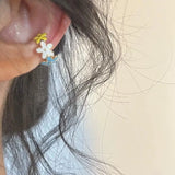 Daiiibabyyy 1PC New Kpop Fashion Glazed Colorful Flower Ear Clip Earrings For Women Fake Piercing Ear Cuffs Goth Y2k Aesthetic Cute Jewelry