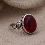 DAIIIBABYYY  -  New Arrival Fashion Garnet Stone Flower Thai Silver Ladies Wedding Ring Original Jewelry For Women Christmas Gifts