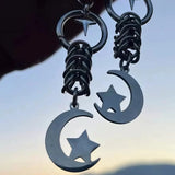 Daiiibabyyy  Punk Jewelry Moon Star Earrings for Women Korean Fashion Chain Cross Drop Earrings Accessories Gothic Jewelry Earrings