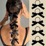 Daiiibabyyy  6 Pcs Ladies' Elastic Hair Bands Set Korean Silk Ribbon Bow Retro Jk Lolita Headwear Hair Ties High-quality Hair Accessories
